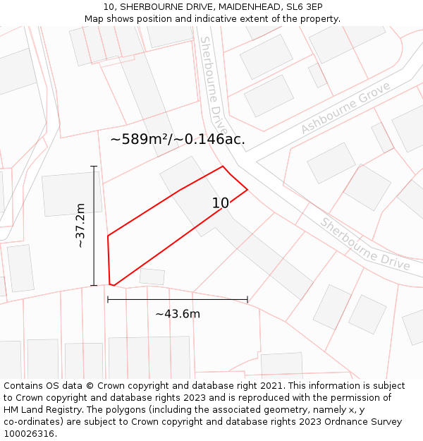10, SHERBOURNE DRIVE, MAIDENHEAD, SL6 3EP: Plot and title map