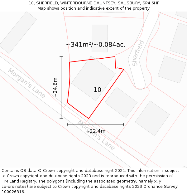 10, SHERFIELD, WINTERBOURNE DAUNTSEY, SALISBURY, SP4 6HF: Plot and title map