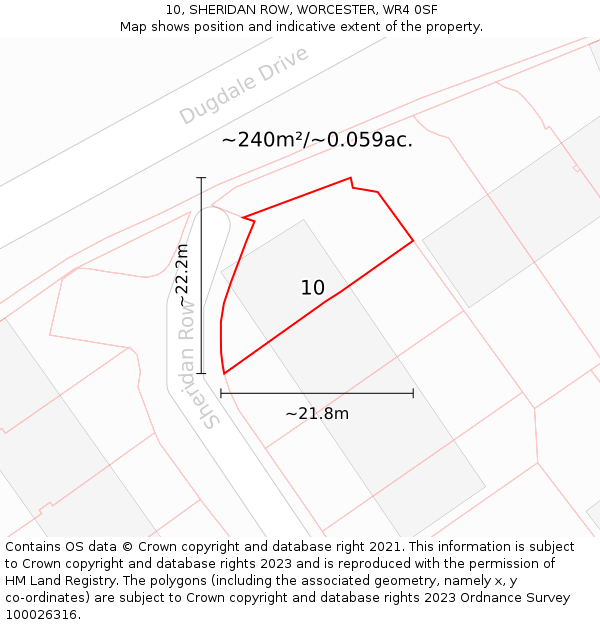 10, SHERIDAN ROW, WORCESTER, WR4 0SF: Plot and title map