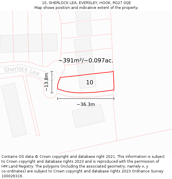 10, SHERLOCK LEA, EVERSLEY, HOOK, RG27 0QE: Plot and title map