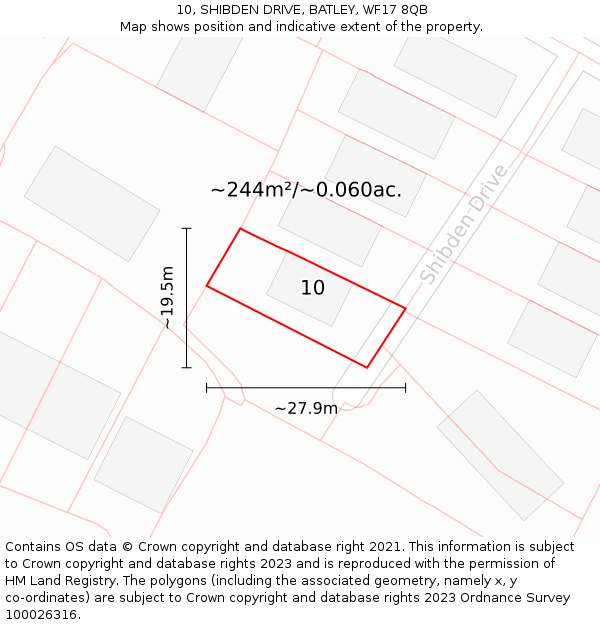 10, SHIBDEN DRIVE, BATLEY, WF17 8QB: Plot and title map