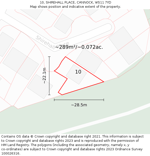 10, SHIREHALL PLACE, CANNOCK, WS11 7YD: Plot and title map