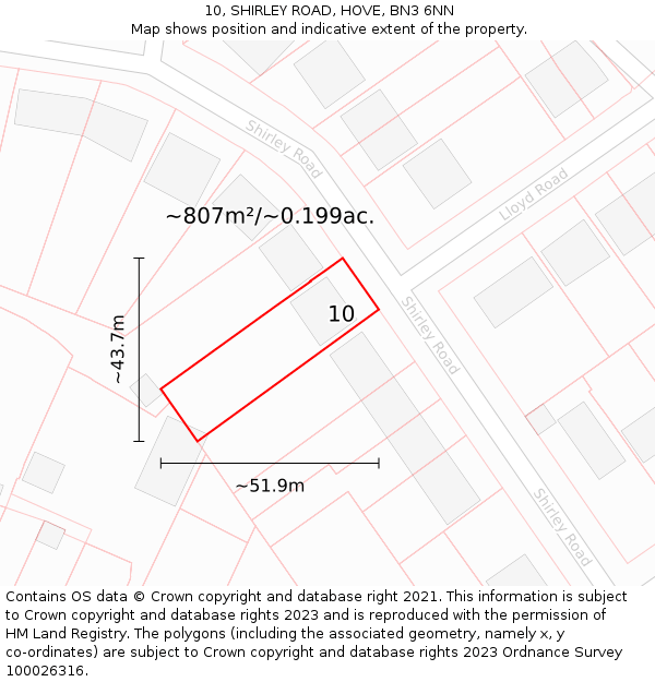 10, SHIRLEY ROAD, HOVE, BN3 6NN: Plot and title map