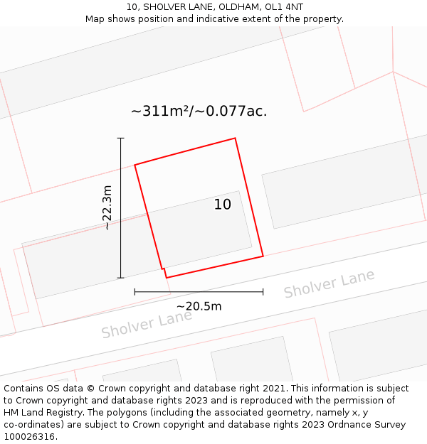 10, SHOLVER LANE, OLDHAM, OL1 4NT: Plot and title map