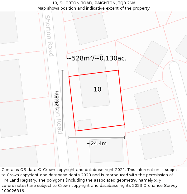 10, SHORTON ROAD, PAIGNTON, TQ3 2NA: Plot and title map