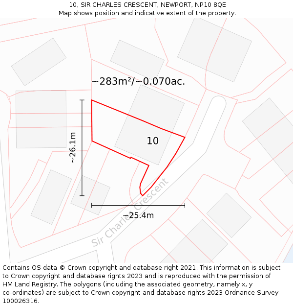 10, SIR CHARLES CRESCENT, NEWPORT, NP10 8QE: Plot and title map