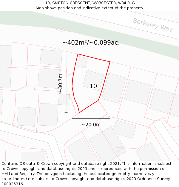 10, SKIPTON CRESCENT, WORCESTER, WR4 0LG: Plot and title map