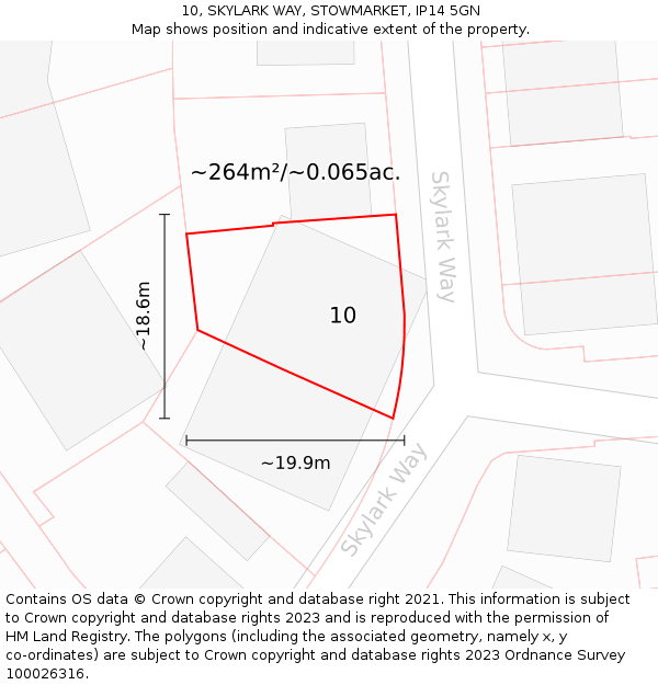 10, SKYLARK WAY, STOWMARKET, IP14 5GN: Plot and title map