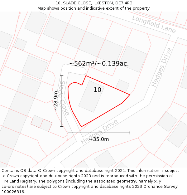 10, SLADE CLOSE, ILKESTON, DE7 4PB: Plot and title map