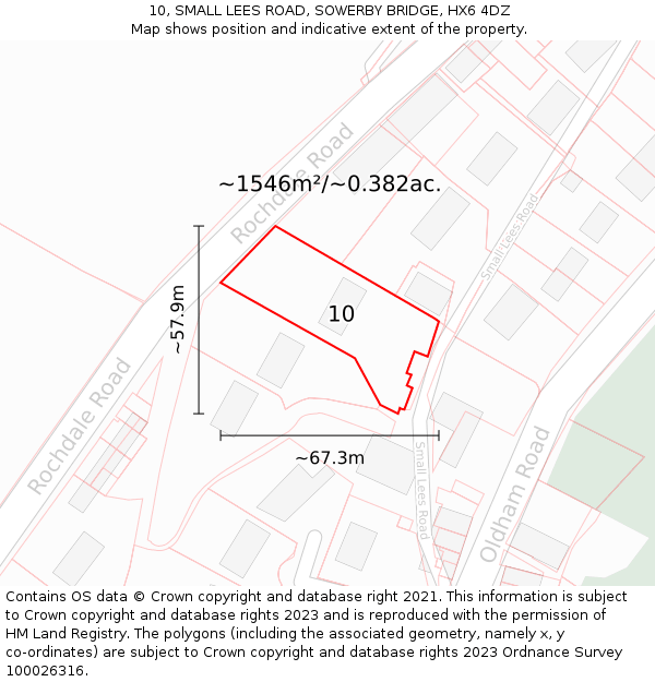10, SMALL LEES ROAD, SOWERBY BRIDGE, HX6 4DZ: Plot and title map