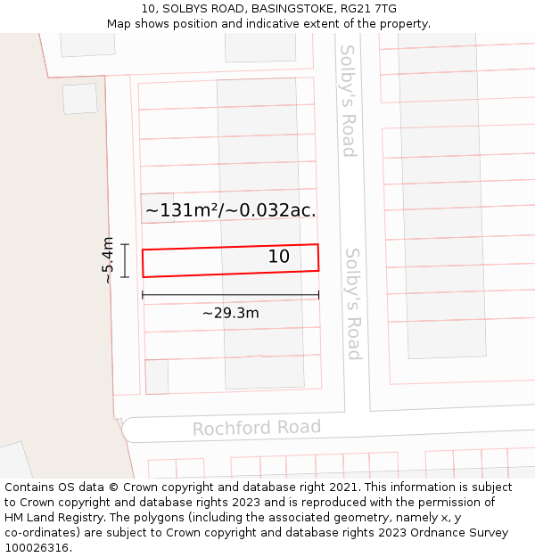 10, SOLBYS ROAD, BASINGSTOKE, RG21 7TG: Plot and title map