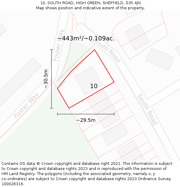 10, SOUTH ROAD, HIGH GREEN, SHEFFIELD, S35 4JN: Plot and title map