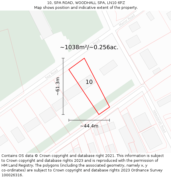 10, SPA ROAD, WOODHALL SPA, LN10 6PZ: Plot and title map