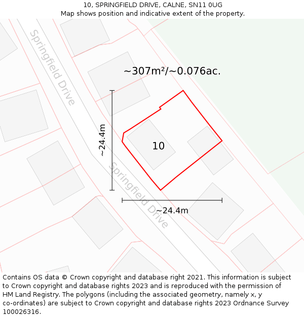 10, SPRINGFIELD DRIVE, CALNE, SN11 0UG: Plot and title map