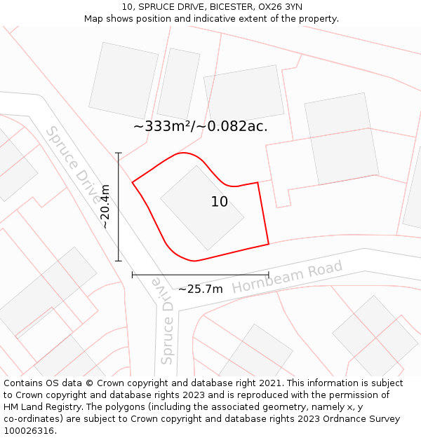 10, SPRUCE DRIVE, BICESTER, OX26 3YN: Plot and title map