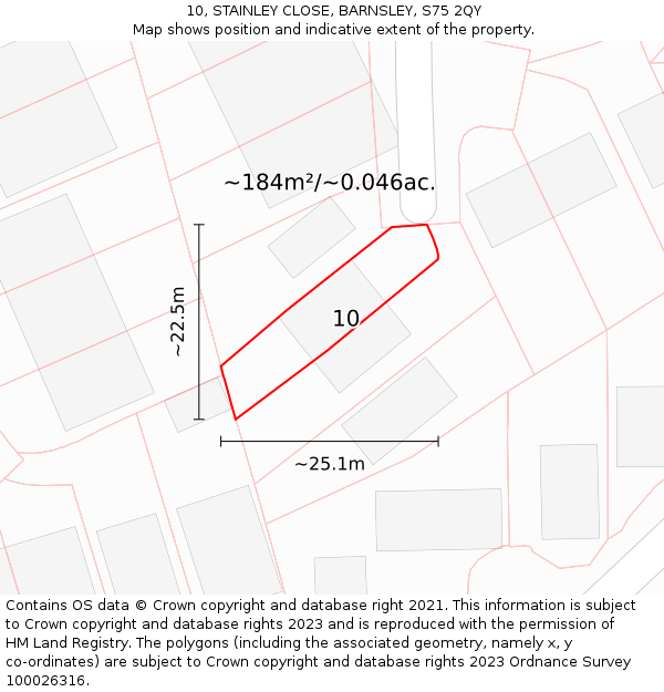 10, STAINLEY CLOSE, BARNSLEY, S75 2QY: Plot and title map