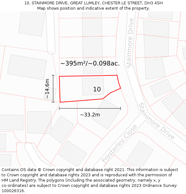 10, STAINMORE DRIVE, GREAT LUMLEY, CHESTER LE STREET, DH3 4SH: Plot and title map