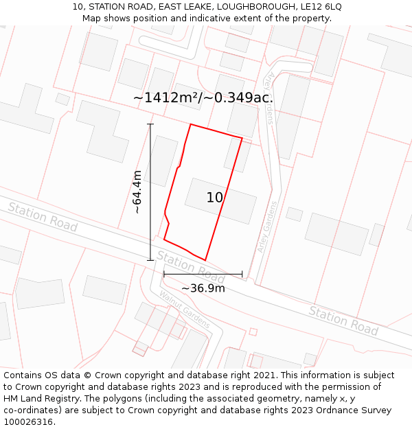 10, STATION ROAD, EAST LEAKE, LOUGHBOROUGH, LE12 6LQ: Plot and title map