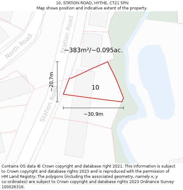 10, STATION ROAD, HYTHE, CT21 5PN: Plot and title map