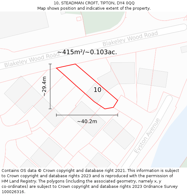 10, STEADMAN CROFT, TIPTON, DY4 0QQ: Plot and title map