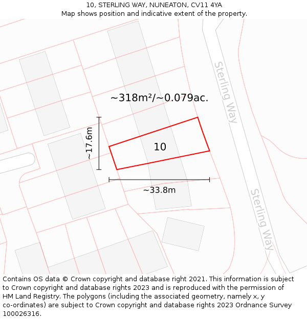 10, STERLING WAY, NUNEATON, CV11 4YA: Plot and title map