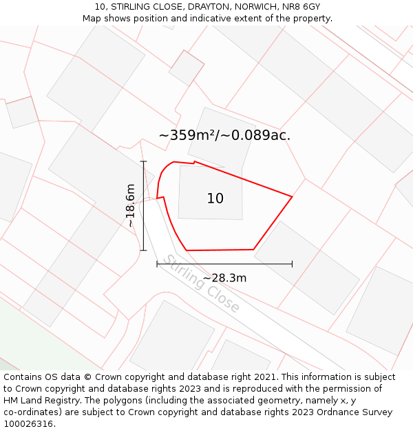 10, STIRLING CLOSE, DRAYTON, NORWICH, NR8 6GY: Plot and title map