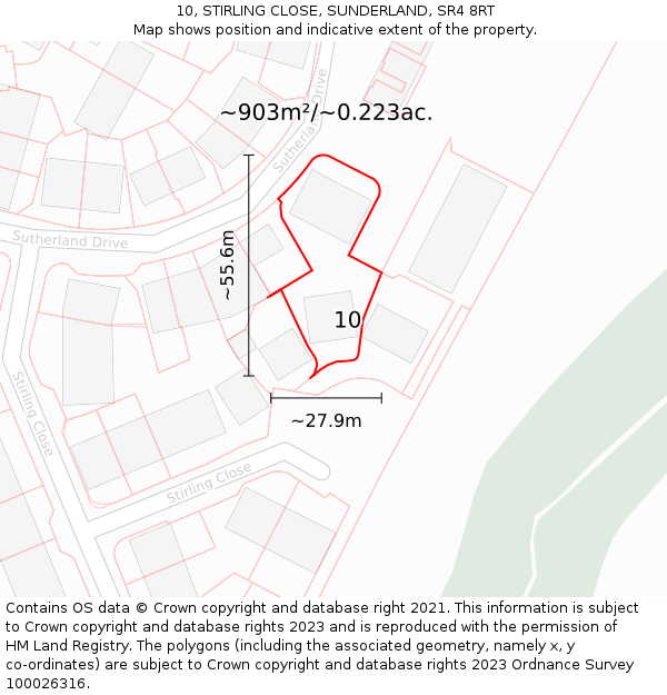 10, STIRLING CLOSE, SUNDERLAND, SR4 8RT: Plot and title map