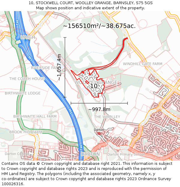 10, STOCKWELL COURT, WOOLLEY GRANGE, BARNSLEY, S75 5GS: Plot and title map