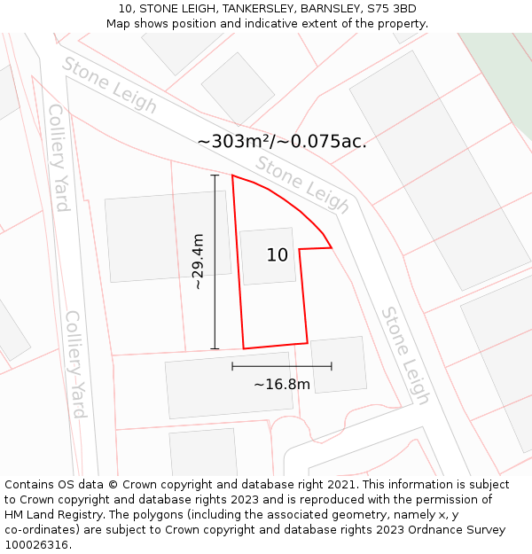 10, STONE LEIGH, TANKERSLEY, BARNSLEY, S75 3BD: Plot and title map