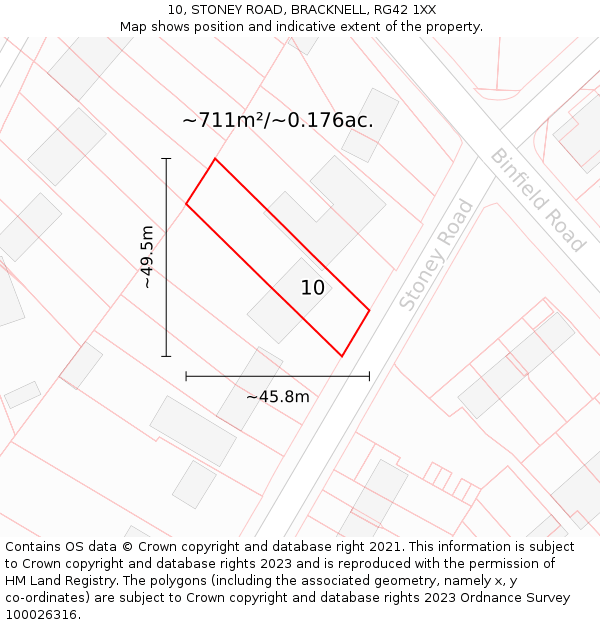 10, STONEY ROAD, BRACKNELL, RG42 1XX: Plot and title map