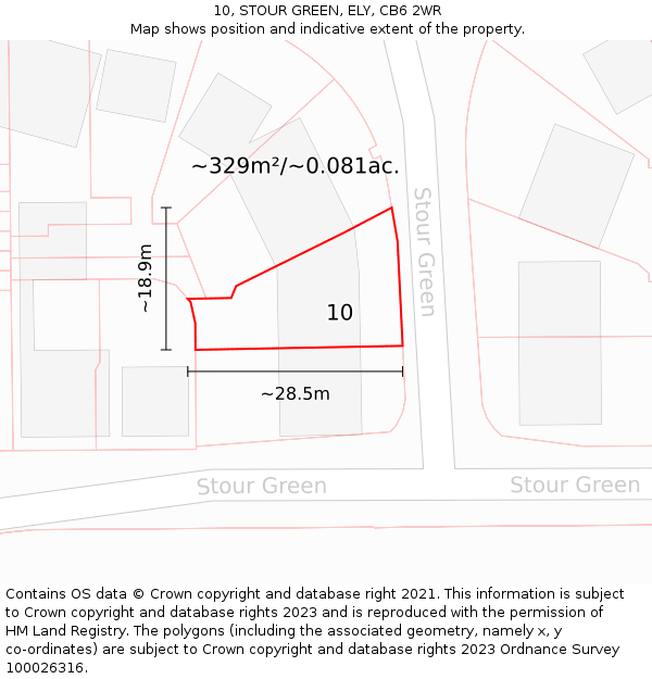 10, STOUR GREEN, ELY, CB6 2WR: Plot and title map