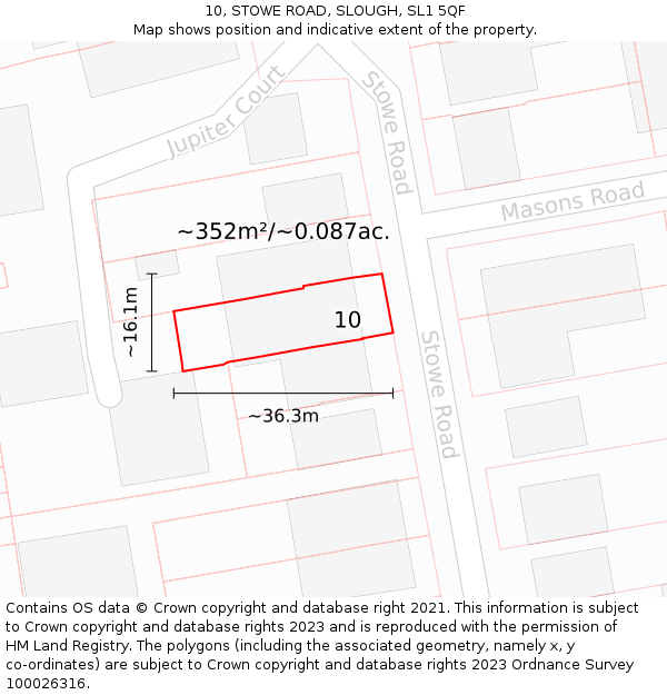 10, STOWE ROAD, SLOUGH, SL1 5QF: Plot and title map