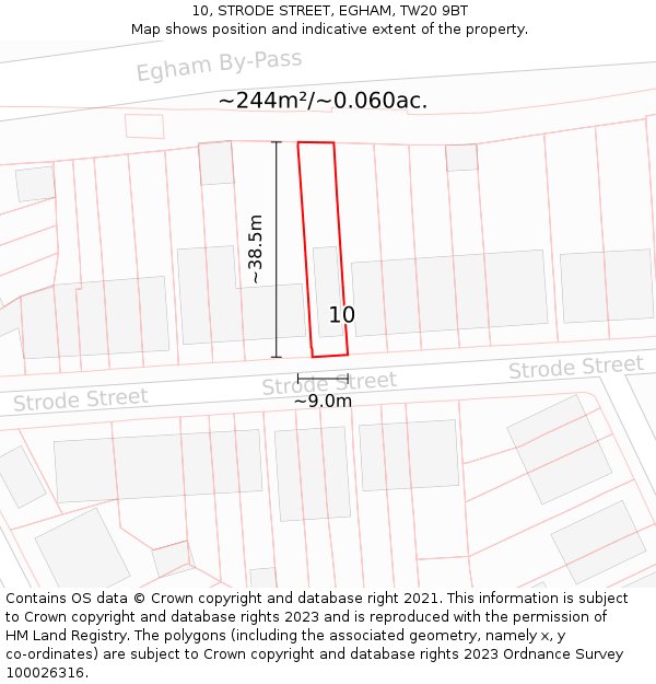 10, STRODE STREET, EGHAM, TW20 9BT: Plot and title map