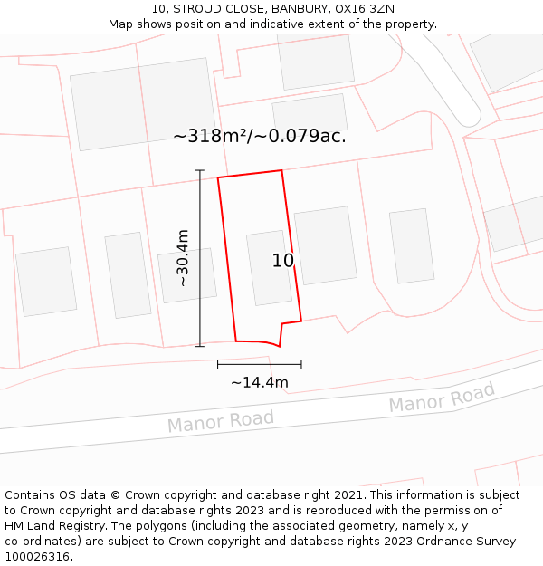 10, STROUD CLOSE, BANBURY, OX16 3ZN: Plot and title map