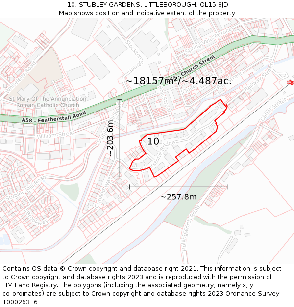 10, STUBLEY GARDENS, LITTLEBOROUGH, OL15 8JD: Plot and title map