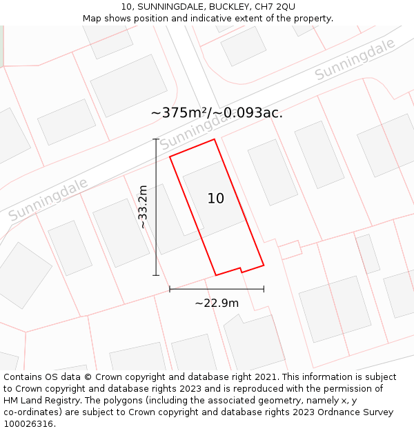 10, SUNNINGDALE, BUCKLEY, CH7 2QU: Plot and title map