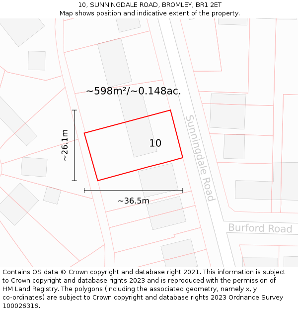 10, SUNNINGDALE ROAD, BROMLEY, BR1 2ET: Plot and title map