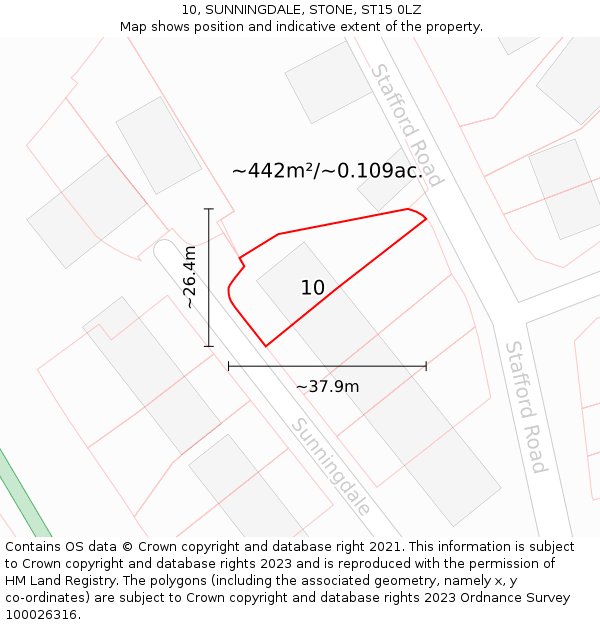 10, SUNNINGDALE, STONE, ST15 0LZ: Plot and title map