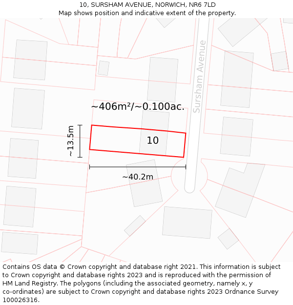 10, SURSHAM AVENUE, NORWICH, NR6 7LD: Plot and title map