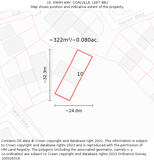 10, SWAN WAY, COALVILLE, LE67 4BU: Plot and title map