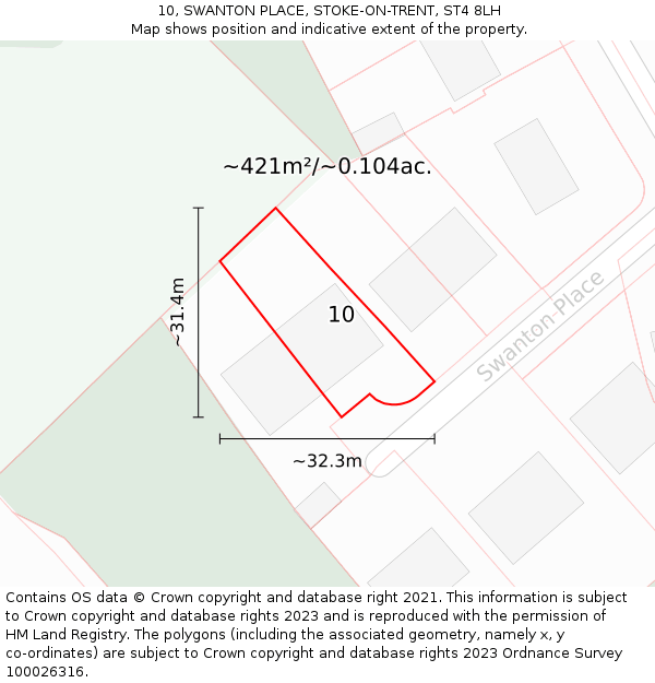 10, SWANTON PLACE, STOKE-ON-TRENT, ST4 8LH: Plot and title map