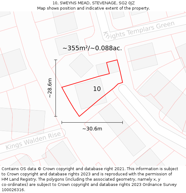 10, SWEYNS MEAD, STEVENAGE, SG2 0JZ: Plot and title map