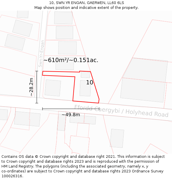 10, SWN YR ENGAN, GAERWEN, LL60 6LS: Plot and title map