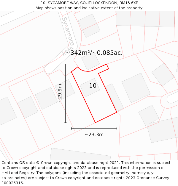 10, SYCAMORE WAY, SOUTH OCKENDON, RM15 6XB: Plot and title map