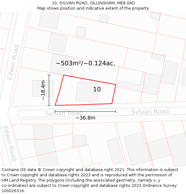 10, SYLVAN ROAD, GILLINGHAM, ME8 0AD: Plot and title map