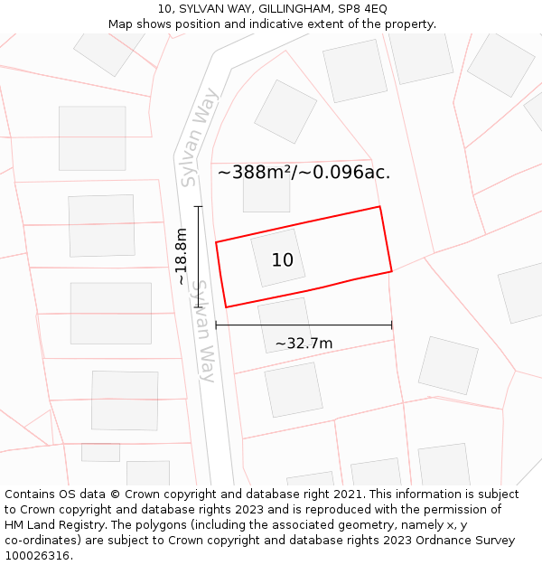 10, SYLVAN WAY, GILLINGHAM, SP8 4EQ: Plot and title map