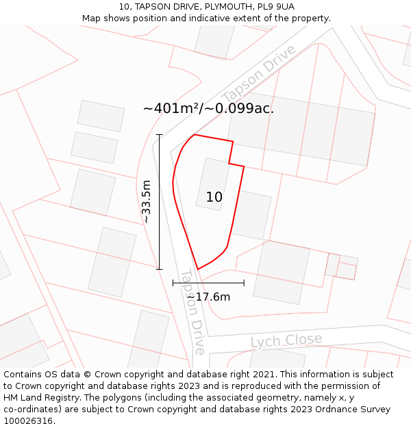 10, TAPSON DRIVE, PLYMOUTH, PL9 9UA: Plot and title map