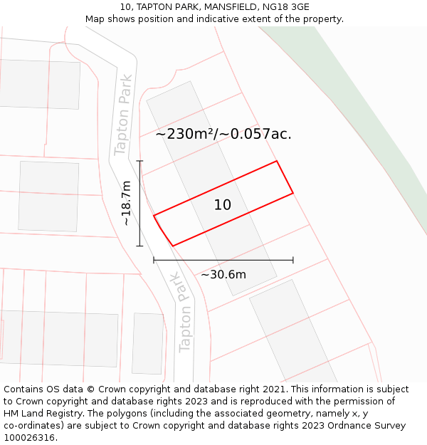 10, TAPTON PARK, MANSFIELD, NG18 3GE: Plot and title map