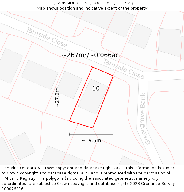 10, TARNSIDE CLOSE, ROCHDALE, OL16 2QD: Plot and title map