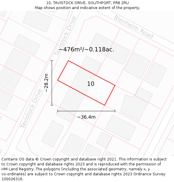 10, TAVISTOCK DRIVE, SOUTHPORT, PR8 2RU: Plot and title map